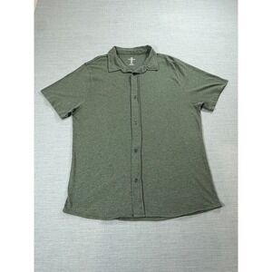 Real Essentials Button Down Shirt Mens XL Green Excellent Short Sleeve Heathered